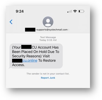 Example of a phishing text